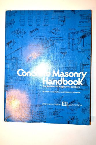 CONCRETE MASONRY HANDBOOK by Rondall &amp;  Panarese 1982 Book RB84 method technique