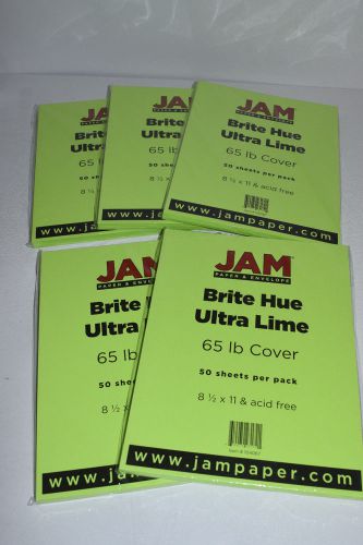 Jam Paper Ultra Lime Cardstock  65LB 5 Packs 250 Sheets 8 1/2&#034;X11&#034; Acid Free