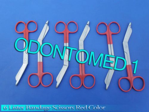 6 Lister Bandage Nurse Scissors - Color Handles(Red)
