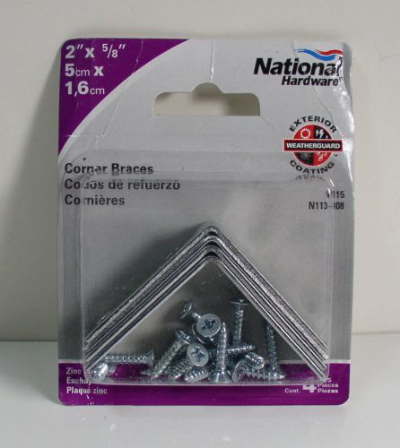 (4) National N113-308 2&#034; x 5/8&#034; Zinc Plated Corner Brace 4 Pack with Screws