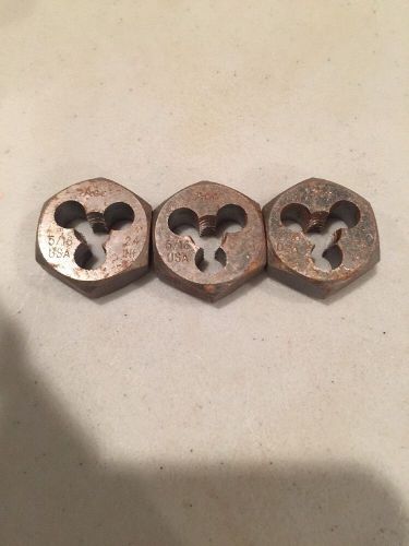 (3) 5/16-24 NF ACE HANSON HEX DIE HIGH CARBON STEEL 3 PCS