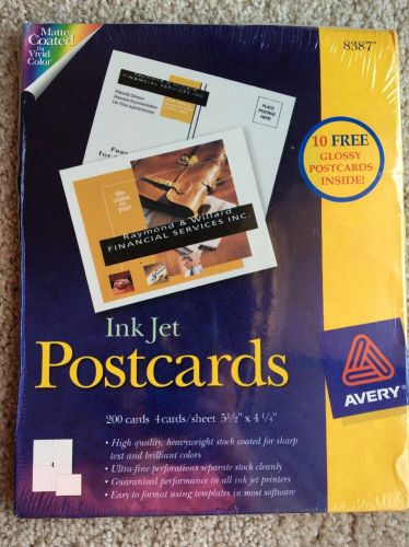 Avery 8387 Inkjet Printer Postcards, Perfed, 5-1/2&#034;x4-1/4&#034;, 200/BX, Matte White