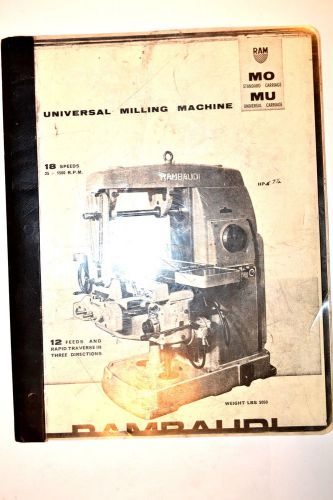 Rambaudi universal milling machine mo &amp;  mu spare parts &amp; instruction book rr714 for sale