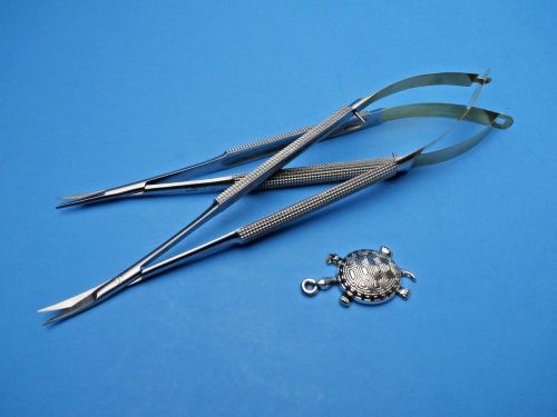 Turtle- Micro CASTROVIEJO Scissors 6.5&#034;(STR+CVD)Round Gold Handle.TR-MD-105,6.OR