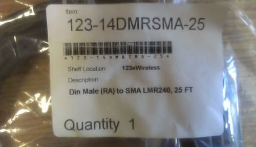 Lot of 3 din male (ra) to sma lmr 240  25 feet cable for sale