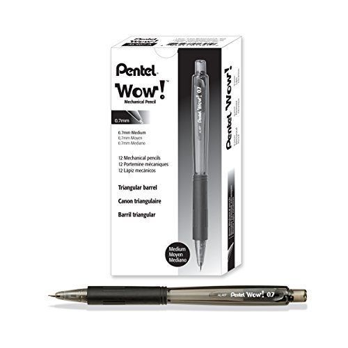 Pentel 0.7mm Wow Mechanical Pencil with Black Barrel, Box of 12 (AL407A)