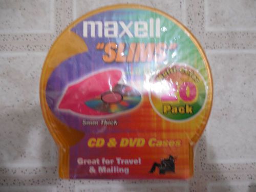 Maxell &#034;Slims&#034; CD &amp; DVD Cases Multi-Color 20 pack-CD-355