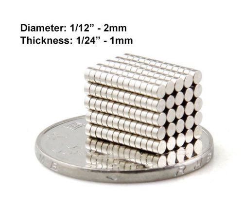 2mmx1mm Neodymium Disc Magnets - 2x1 mm - 2*1 mm - 1/12&#034;x1/24&#034; Fridge Magnets