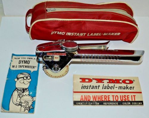 Vtg Dymo Tapewriter M-5 Chrome Label Maker Crafts Scrapbooking Metal With Case