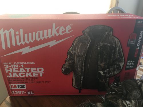 Milwaukee 2387-xl m12 12v cordless realtree xtra camo 3-in-1 heated jacket kit, for sale