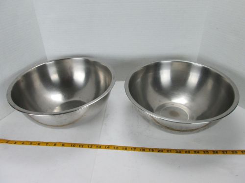 Lot of 2 Large Stainless Steel Bowls 8 Quart Mixing Restaurant Commercial GS