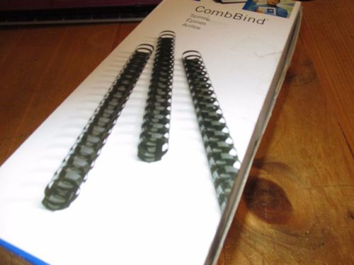 CombBind BLACK Plastic BINDING COMBS 7/16&#034;  100 Spines 70 Sheet Capacity
