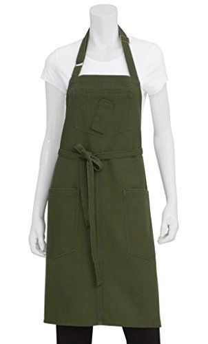 Chef Works ABKV053-OLG-0 Pigment Dye Canvas Bib Apron, Olive Green