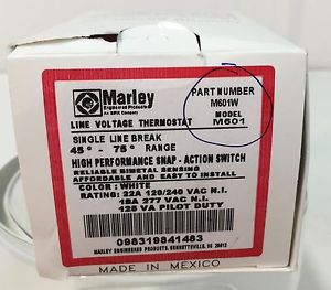 Marley # M601W Line Voltage Thermostat 45 to 75 degree White
