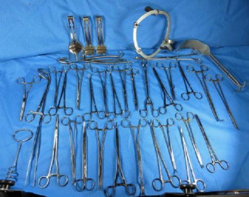Ob / gyn tubal surgical instrument tray set lot of (36) instruments for sale