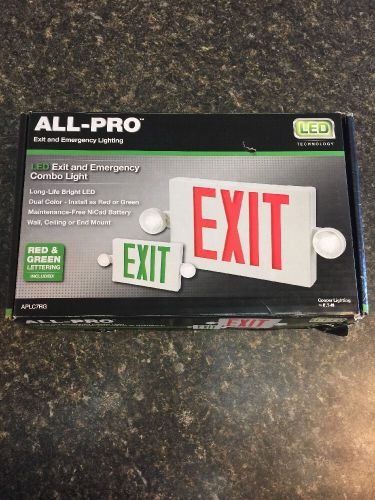 All-Pro AP Combo Series Red/Green LED Hardwired Exit Light New Free Shipping