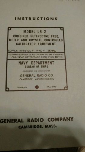 Original manual General radio model LR-2 Heterodyne frequency meter