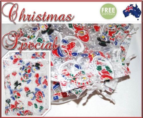 Christmas Organza Bag Sheer Bags Jewellery Wedding Candy Packaging Gift 50/100