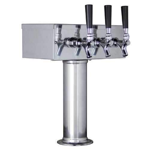 Kegco KC TTOW-3F-SS Polished Stainless Steel T-Style 3 Faucet Draft Beer Tower,
