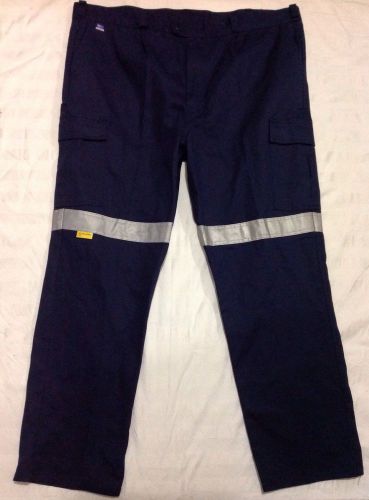 Mens Size 127S Navy Blue Heavy duty Workwear Long Pants Reflective/HI Vis Tape