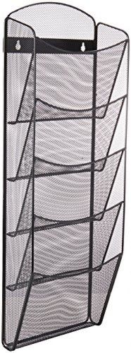 Safco Products 5578BL Onyx Mesh Magazine Wall Rack, 5 Pocket, Black