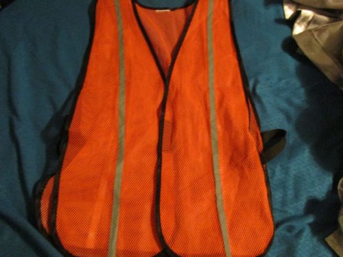 Size S-L Orange Mesh Safety Vest w/Reflective Strips up Side Fronts/Backs