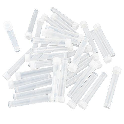 uxcell 10ml Conical Bottom Plastic Vial Tube Clear White w Screw Caps 10 Pcs