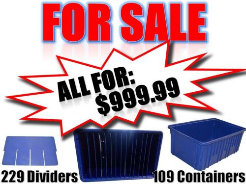 Set of 109 Plastic Dividable Grid Containers 23&#034;L X 14-1/2&#034;W X 9&#034;H&amp; 229 dividers