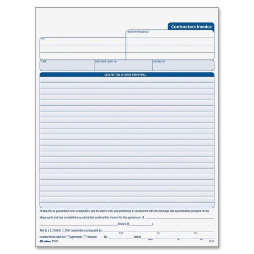 Adams Contractor&#039;s Invoice Book 8.38 x 11.44 Inch 3-Part Carbonless 50 Sets W...
