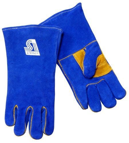 Steiner 2519b-s welding gloves, blue b-series, side split cowhide, foam lined for sale