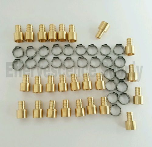 (25) 3/4&#034; PEX x 3/4&#034; Female Sweat Adapters - Brass Crimp Fittings w/Cinch Clamps