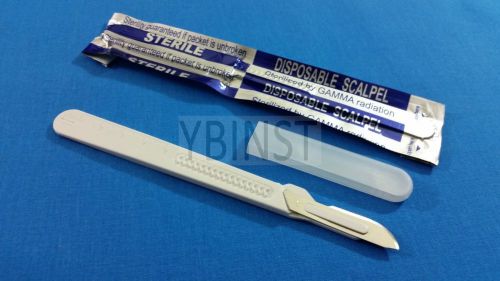 5 DISPOSABLE STERILE SURGICAL SCALPELS #20 WITH GRADUATED PLASTIC HANDLE