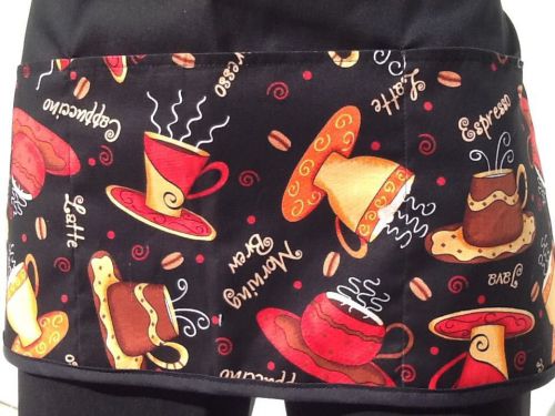 BLACK Coffee  Food 3 POCKET WAITRESS WAIST Half APRON BAR RESTAURANT