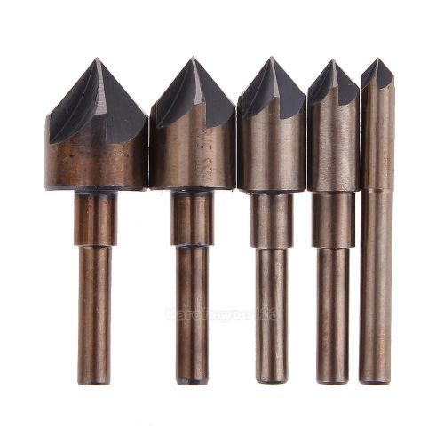 5pcs countersink drill bit set hss 5 flute edge chamfering 82° taper cutter #cu for sale