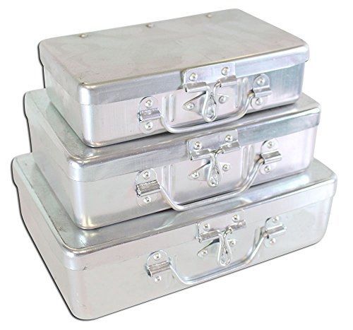 ToolUSA Set Of 3 Aluminum Storage Boxes With Hinged Lids