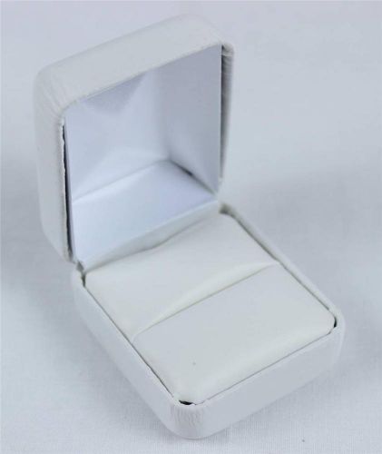 Ring Box White Faux Synthetic Leather