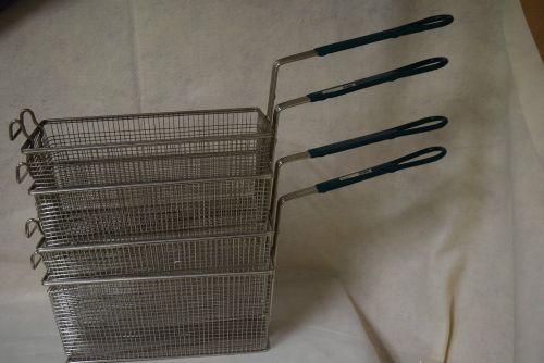 Lot of 4 Winco FB-30 Commercial Grade Fry Basket with Green Handle (3 New)