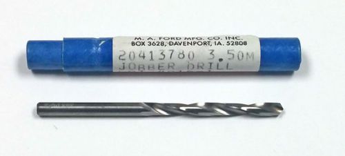 3.5mm (0.1378) CARBIDE JOBBER LENGTH DRILL, 1-3/8&#034; LOF, 2-1/2&#034; OAL, M.A. FORD