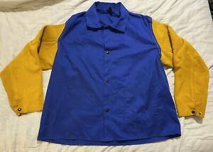 TILLMAN 9230 Blue WELDING JACKET Sz XL W/Leather Sleeves