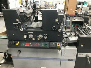 ab dick printing press with crest line dampening and IR dryer and spray powder 