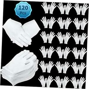 120 Pieces Gloves Size for Men Women Dry Hand Art Handling Coin Large White