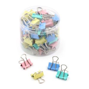 60Pcs 15mm Colorful Metal Binder Clips File Paper Clip Holder Office Supplies WF