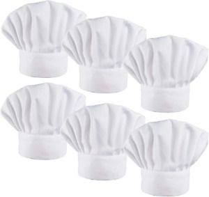 Elastic Baker Kitchen Catering Cooking Chefs Hats 6 Pack Chef Hat Set