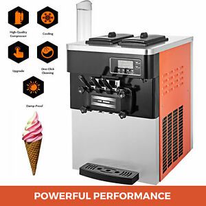 Commercial Soft Ice Cream Machine 3 Flavors Soft Yogurt Maker 28L/H 2200W