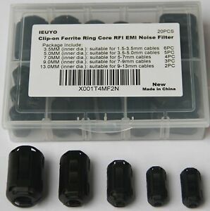 IEUYO Clip-on Ferrite Ring Cores EMI RFI Signal Noise Filter Noise Suppressor...