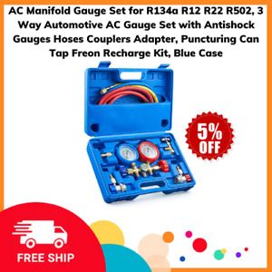 AC Manifold Gauge Set for R134a R12 R22 R502, 3 Way Automotive AC Gauge Set