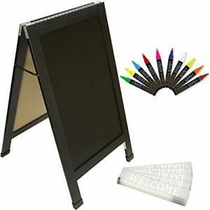 Sandwich Board Sidewalk Chalkboard Sign Reinforced Heavy-Duty / 10 Chalk Mark...