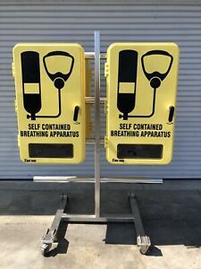 Lot of 4-Scott SCBA Self Contained Breathing Apparatus Kit w/Wall Cabinet &amp;Stand