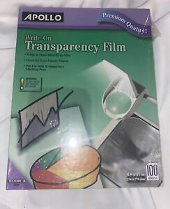 Apollo Write-On Transparency Film 100 Sheets 8.5 X 11 In  WO100C-B Clear New A03