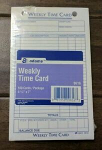 Adams 9616 Weekly Time Card, 4-1/4 x 6-3/4&#034;, Pack of 100